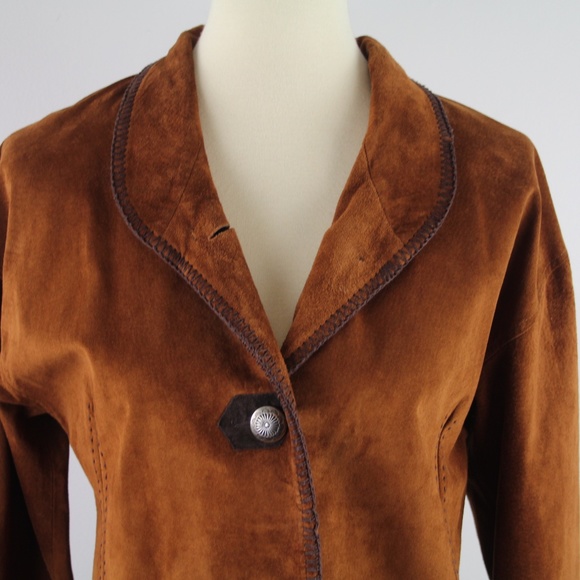Tasha Polizzi For T.P. Saddleblanket & Co. Copper Suede Leather Jacket M - Picture 2 of 8